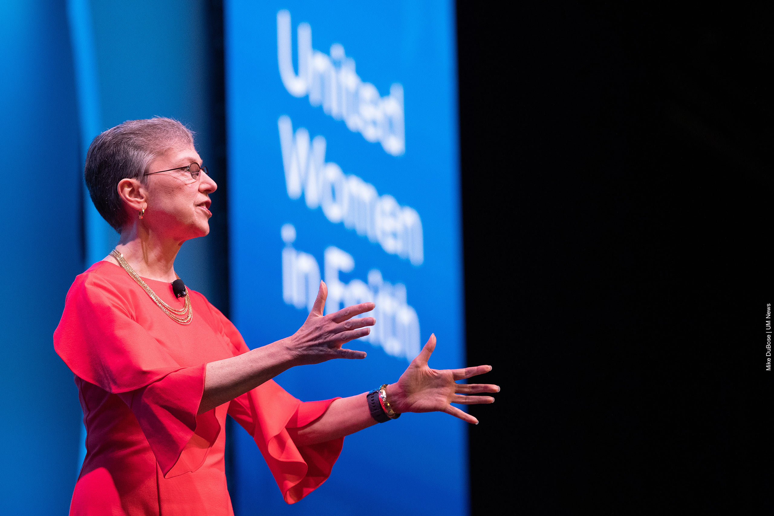 Harriet Jane Olson gives the keynote address during the closing worship service during Assembly 2022 in Orlando.