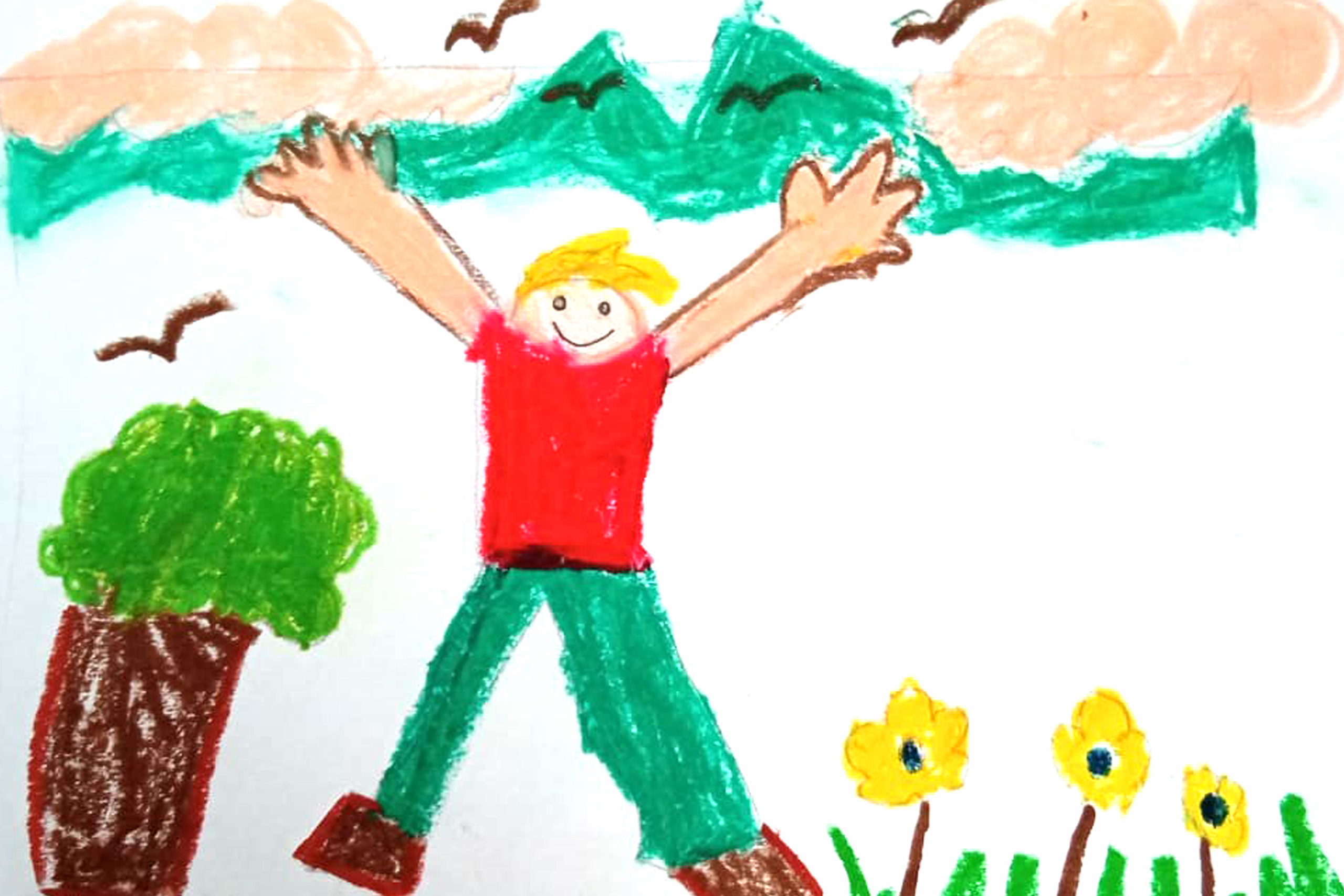 children's drawing of a child in nature