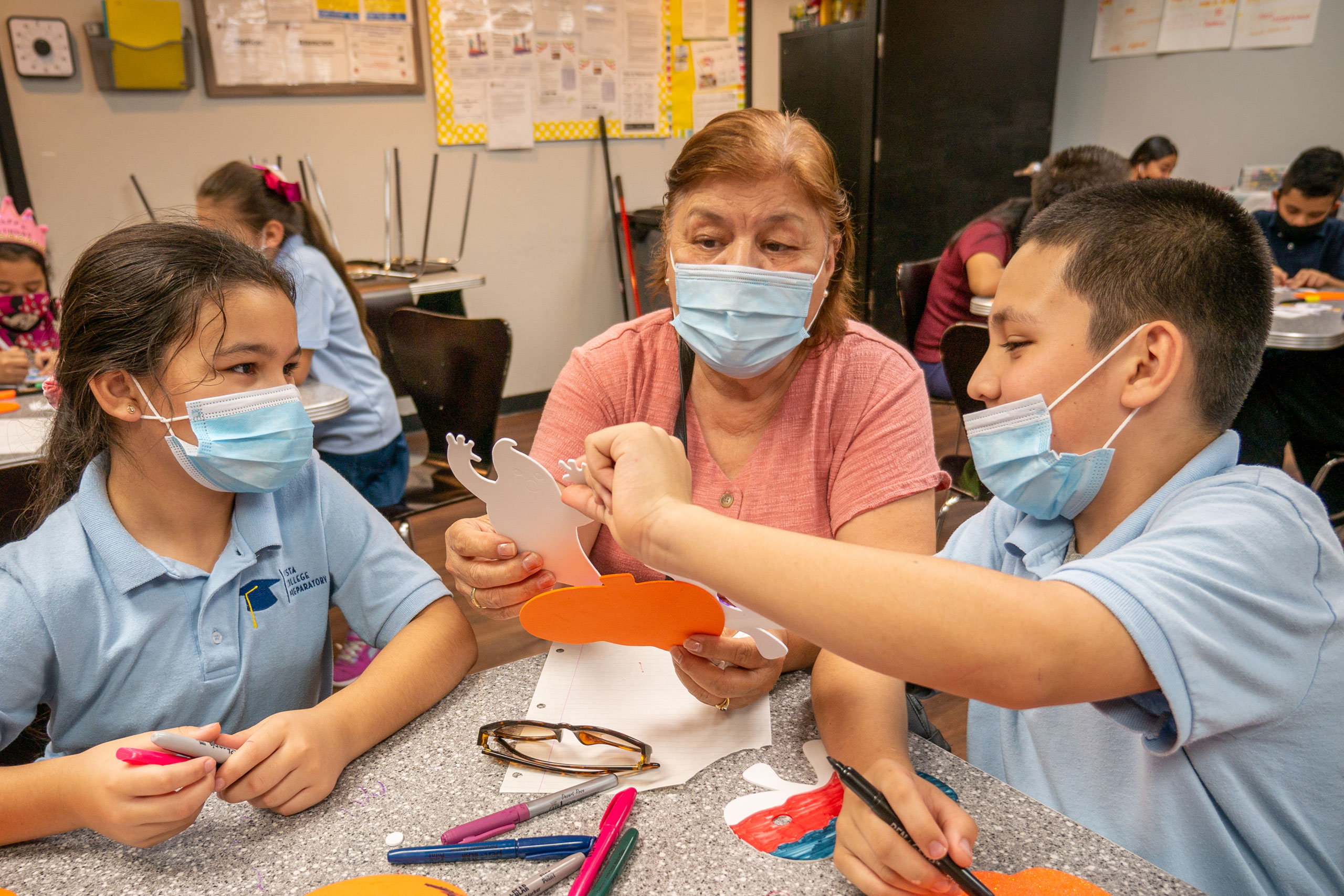 Children crafting at Wesley Community Center