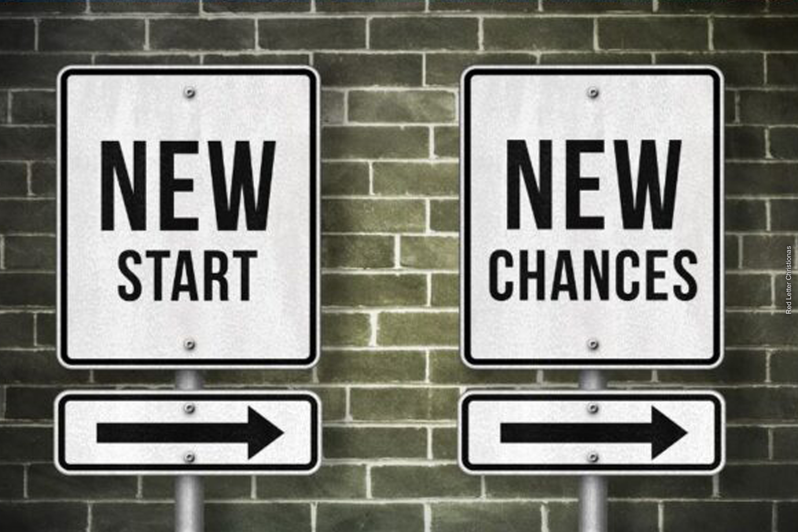 signs that read new start, new chances
