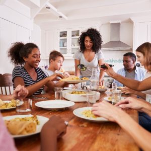 a group of people sharing a meal