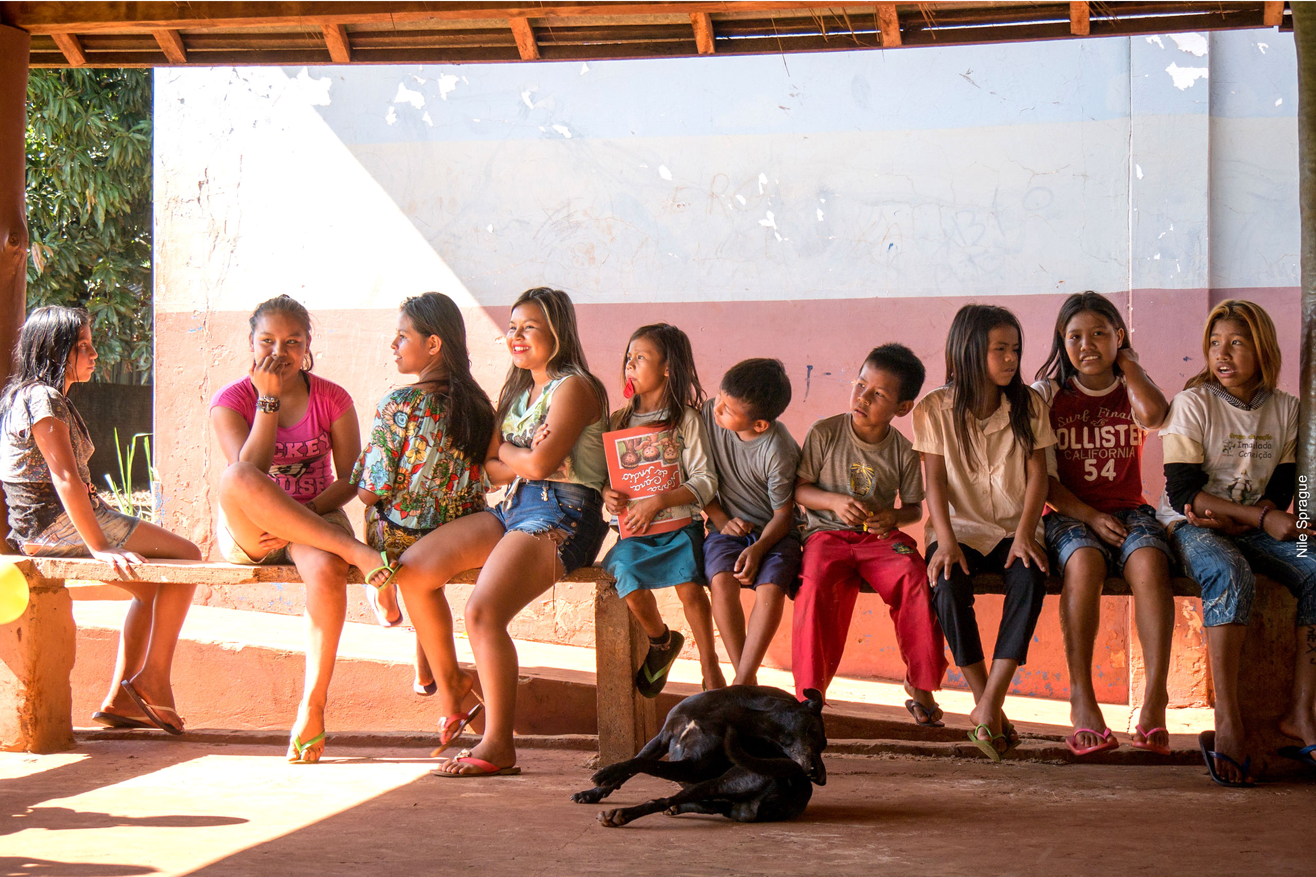 Children sitting on a bench